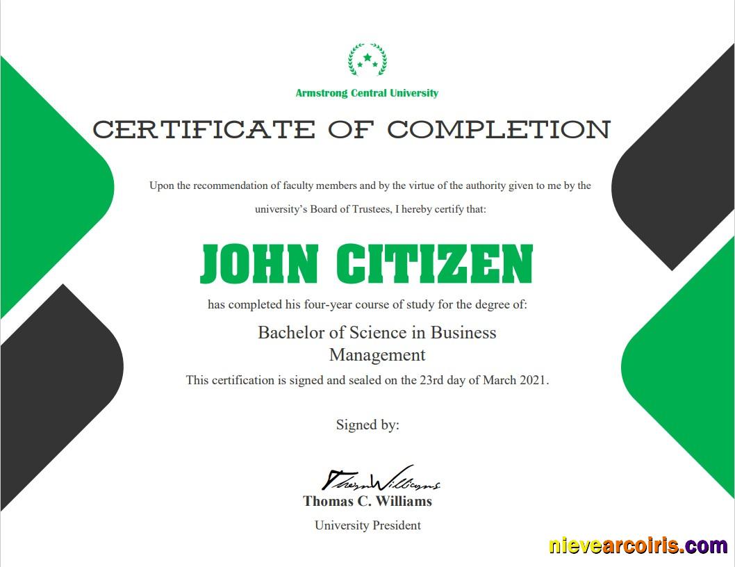 USA University Completion certificate